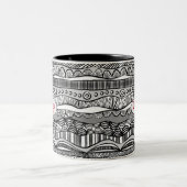 Boho Black and White Tribal Print Two-Tone Koffee Tweekleurige Koffiemok (Center)