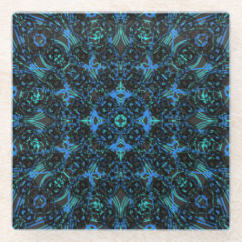 Boho Black & Blue Diamond Chains Gelaagde Pattern Glazen Onderzetter