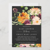 BOHO BLACK BLUSH YELLOW ORANJE FLORAL BABY SHOWER KAART (Voorkant)