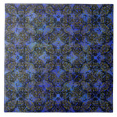 Boho Black en Blue Diamond Pattern Tegeltje (Voorkant)