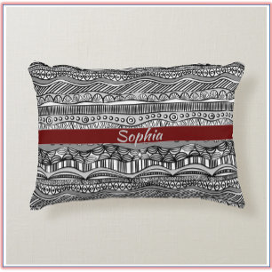 Boho Black en White Ethnic Accent Kussen