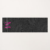 Boho Black Floral Hot Pink Monogram Naam Yogamat (Achterkant (horizontaal))