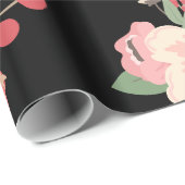 Boho Black Garden Party Floral Cadeaupapier (Rol Hoek)