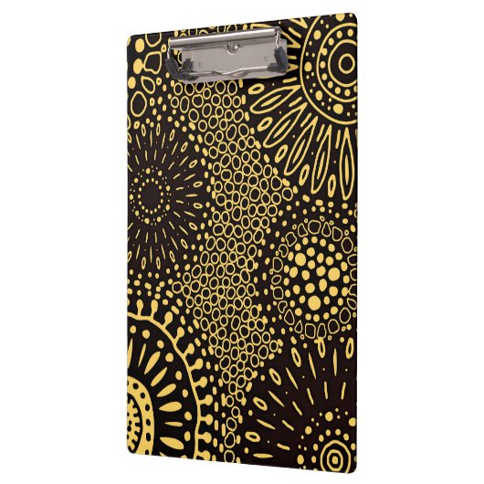 Boho Black Gold Ethnic Floral Pattern Clipboard Klembord (Links)