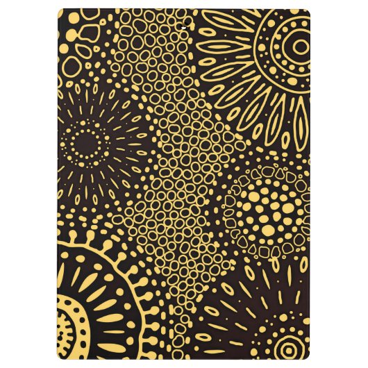 Boho Black Gold Ethnic Floral Pattern Clipboard Klembord (Achterkant)