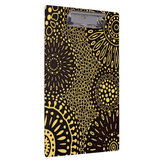 Boho Black Gold Ethnic Floral Pattern Clipboard Klembord (Rechts)