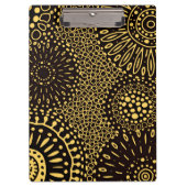 Boho Black Gold Ethnic Floral Pattern Clipboard Klembord (Voorkant)