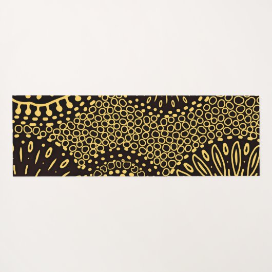 Boho Black Gold Ethnic Floral Yoga Mat (Achterkant (horizontaal))