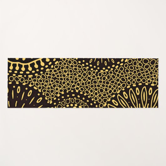 Boho Black Gold Ethnic Floral Yoga Mat (Voorkant (horizontaal))