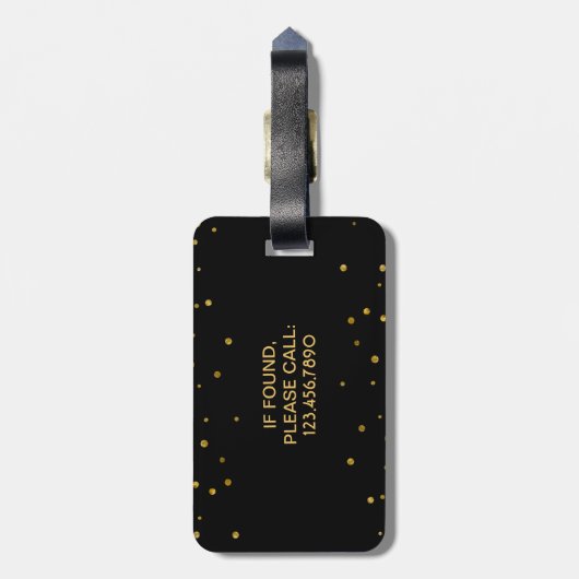 Boho Black Gold Foil Mandala | Monogrammed Girly Bagagelabel (Achterkant verticaal)