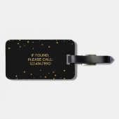 Boho Black Gold Foil Mandala | Monogrammed Girly Bagagelabel (Achterkant horizontaal)