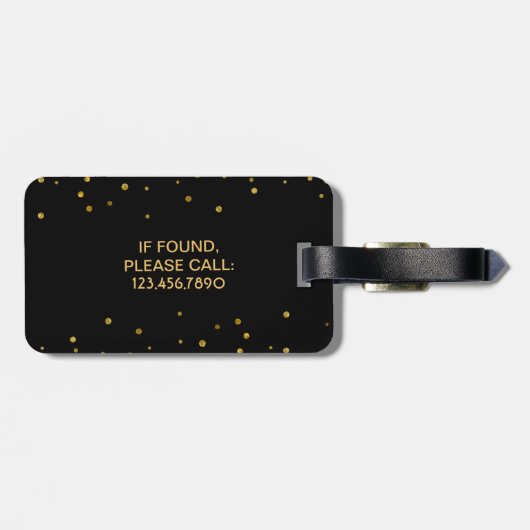 Boho Black Gold Foil Mandala | Monogrammed Girly Bagagelabel (Achterkant horizontaal)