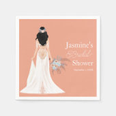 Boho Black Hair Bride met bloemen Servet (Voorkant)