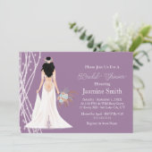 Boho Black Hair Bride Met Parels Vrijgezellenfeest Kaart (Staand voorkant)