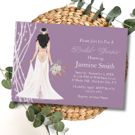 Boho Black Hair Bride Met Parels Vrijgezellenfeest Kaart