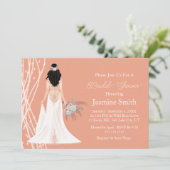 Boho Black Hair Bride met parels Vrijgezellenfeest Kaart (Staand voorkant)