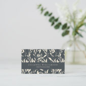 Boho Black Hand Drawn Floral Professional Visitekaartje (Staand voorkant)