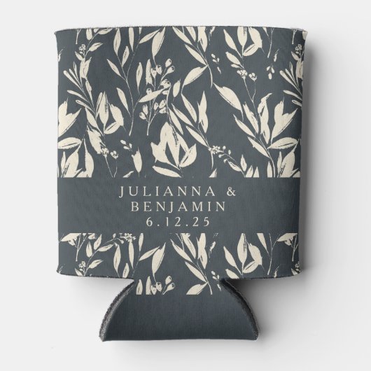 Boho Black Hand Drawn Floral Wedding Custom Blikjeskoeler (Voorkant)