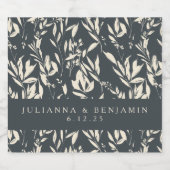 Boho Black Hand Drawn Floral Wedding Custom Likeurfles Etiket (Enkel label)