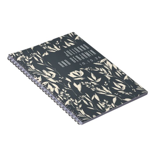 Boho Black Hand Drawn Floral Wedding Custom Notitieboek (Rechterzijde)