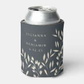 Boho Black Hand Drawn Floral Wedding Names Blikjeskoeler (Blikje Voorkant)