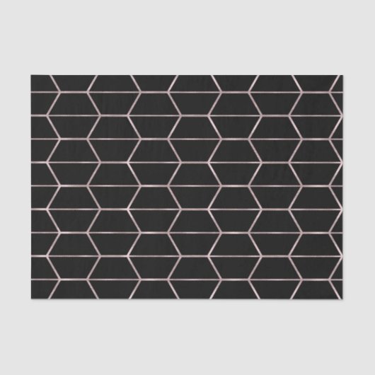 Boho Black Hexagon Roos Gold Geometric Glam Party Tissuepapier (Voorkant)