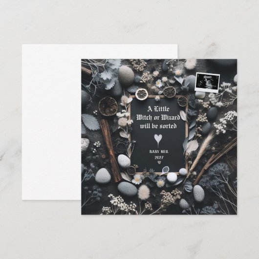 Boho Black Pregnancy Announcement |  Baby Reveal  Aankondiging (Voorkant / Achterkant)