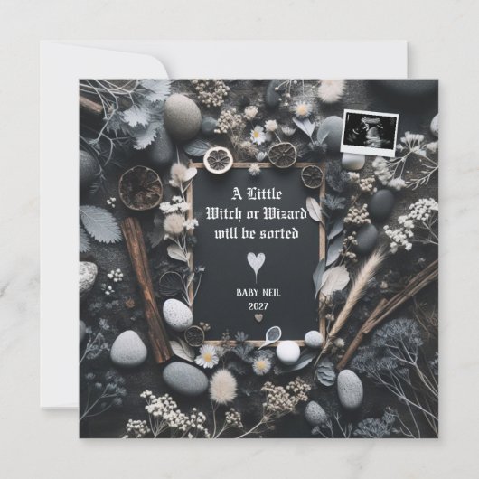 Boho Black Pregnancy Announcement |  Baby Reveal  Aankondiging (Voorkant)