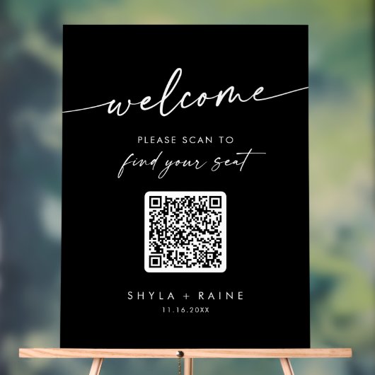 Boho Black QR Code Acryl Trouwstoel Grafiek Acryl Bord (Neutraal)