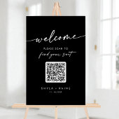 Boho Black QR Code Acryl Trouwstoel Grafiek Acryl Bord