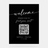 Boho Black QR Code Acryl Trouwstoel Grafiek Bord (Voorkant)