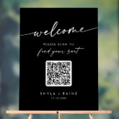 Boho Black QR Code Acryl Trouwstoel Grafiek Bord (Neutraal)