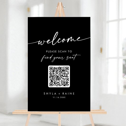 Boho Black QR Code Acryl Trouwstoel Grafiek Bord