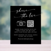 Boho Black Wedding Deel de liefde QR-code Acryl Bord (Neutraal)