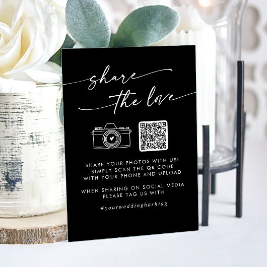 Boho Black Wedding Deel de liefde QR-code Acryl Bord