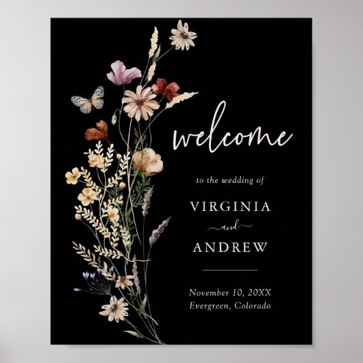 Boho Black Welcome Wedding Poster (Voorkant)
