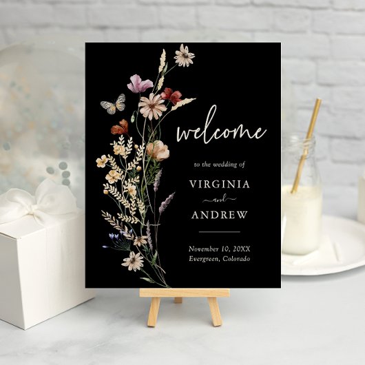 Boho Black Welcome Wedding Poster