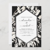 Boho Black White Beige Botanical Wedding Kaart (Voorkant)