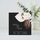 Boho Black White Brown Pampas Grass Wedding Save The Date (Staand voorkant)