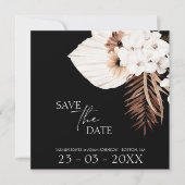 Boho Black White Brown Pampas Grass Wedding Save The Date (Voorkant)