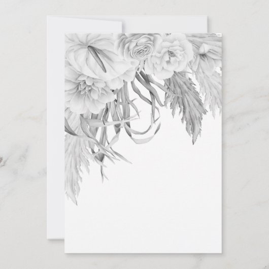 Boho Black White Floral Photo Save the Date (Achterkant)