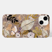 Boho Black White Gold Peach line Drawn Leaf Floral Case-Mate iPhone Case (Achterkant (horizontaal))