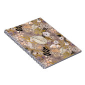 Boho Black White Gold Peach line Drawn Leaf Floral Notitieboek (Rechterzijde)