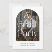 Boho Black & White Modern 2 foto Afstuderen Kaart (Voorkant)