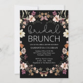 Boho Black Wildflower Bridal Brunch Vrijgezellenfe Kaart (Voorkant)