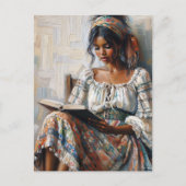 Boho Black Woman Reading Bohemian Briefkaart (Voorkant)