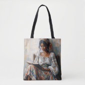 Boho Black Woman Reading Tote Bag (Voorkant)