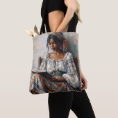 Boho Black Woman Reading Tote Bag (Dichtbij)