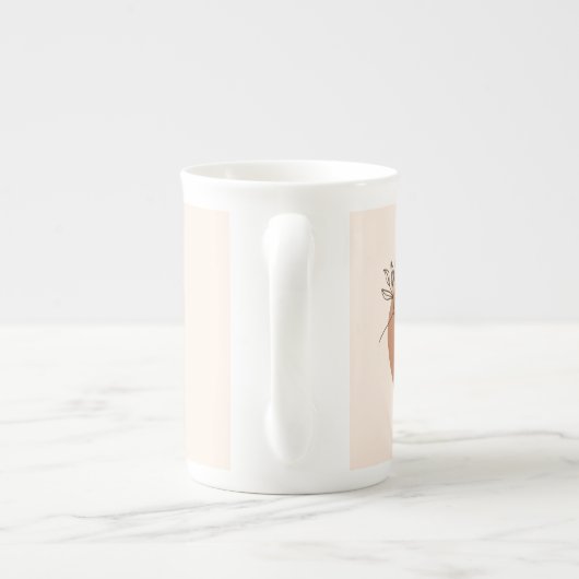 Boho blad ontwerp met aangepaste naam porselein kop (Achterkant)