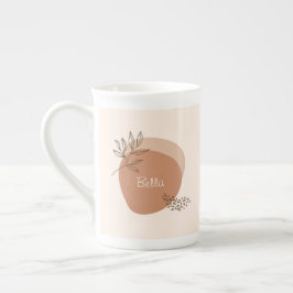 Boho blad ontwerp met aangepaste naam porselein kop
